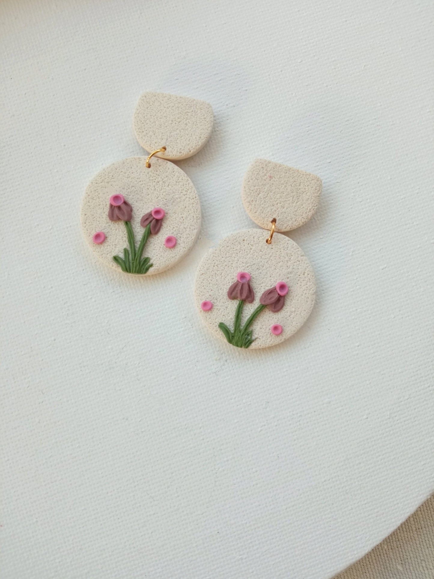 Ivory floral statement earrings