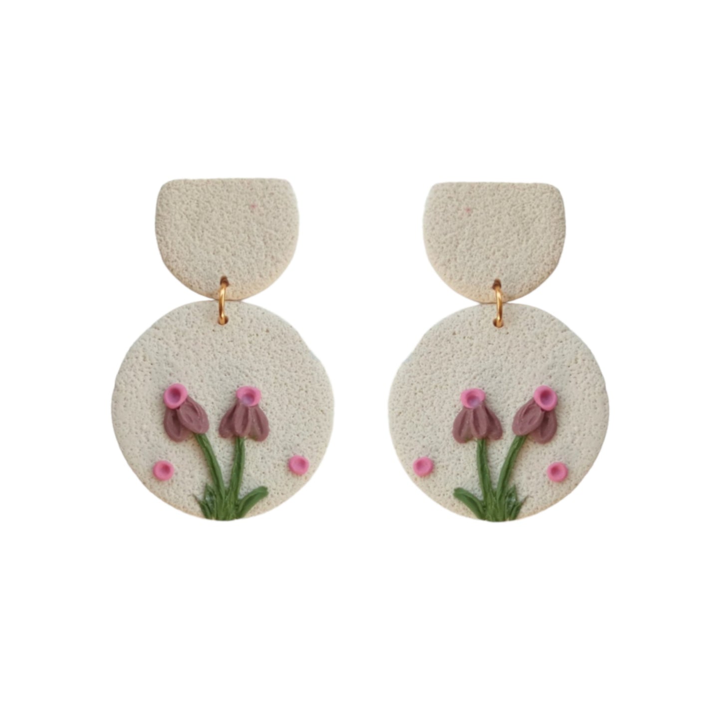 Ivory floral statement earrings