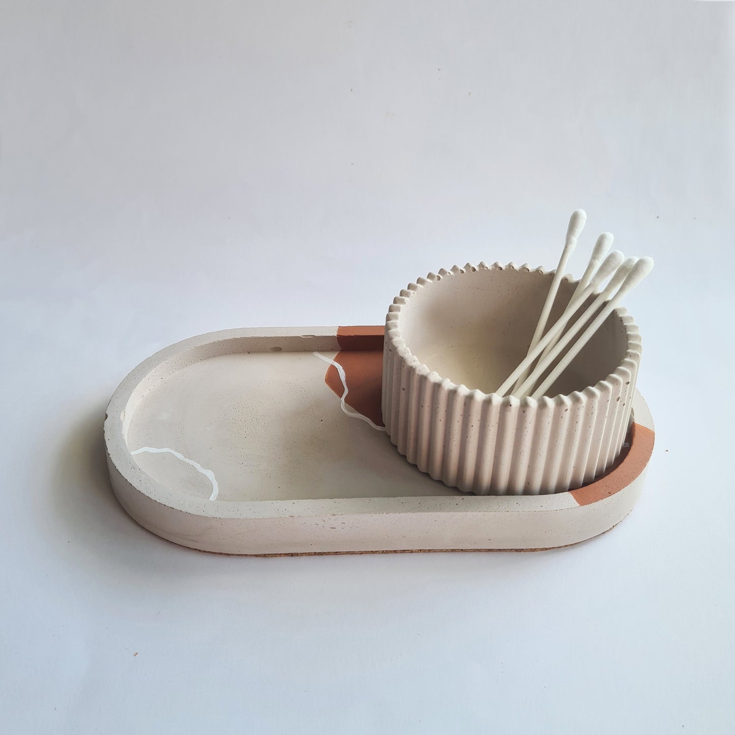 Abstract Terracotta Oval Tray